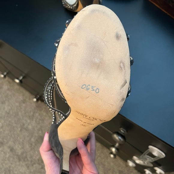 Jimmy Choo black velvet heels with crystals - Picture 6 of 6